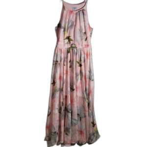 Alexa B nites pink flower long dress Size 8